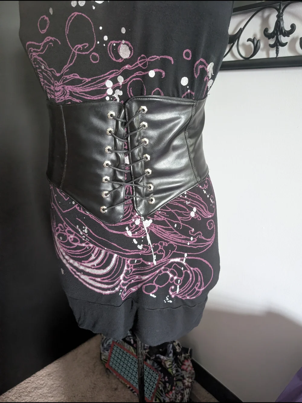 Spirit Black Lace-Up Wide Corset Belt
